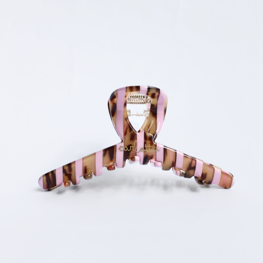 Inner strength medium hair claw clip tortoiseshell and pink stripes