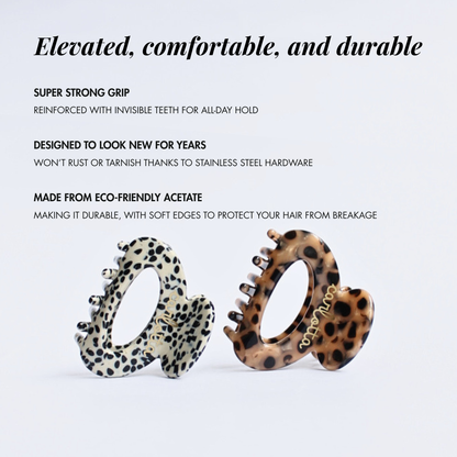 Daily habit set of two hair claw clips - dalmatian & animal print
