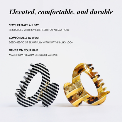 Daily habit set of two hair claw clips stripes