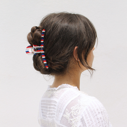Inner strength large hair claw clip parisian stripes