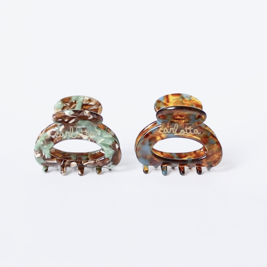 Daily habit set of two hair claw clips - caramel & pistachio