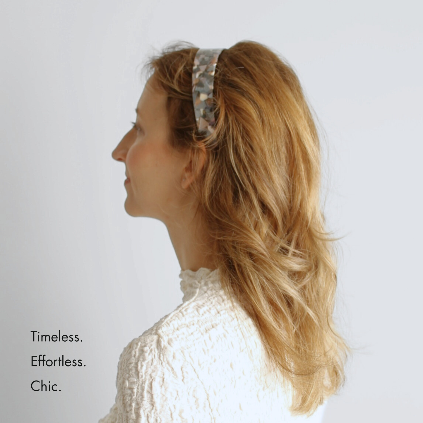 Resilient headband wide grey marble