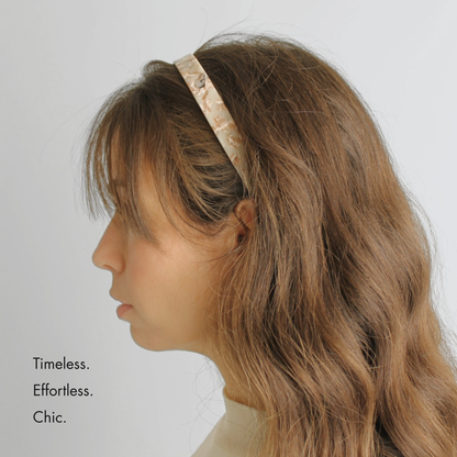 Resilient headband thin beige marble