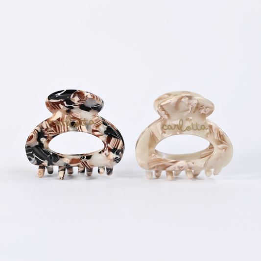 Daily habit set of two hair claw clips - sand and beige marble