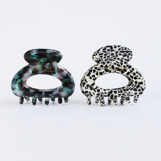 Daily habit set of two hair claw clips - midnight and dalmatian