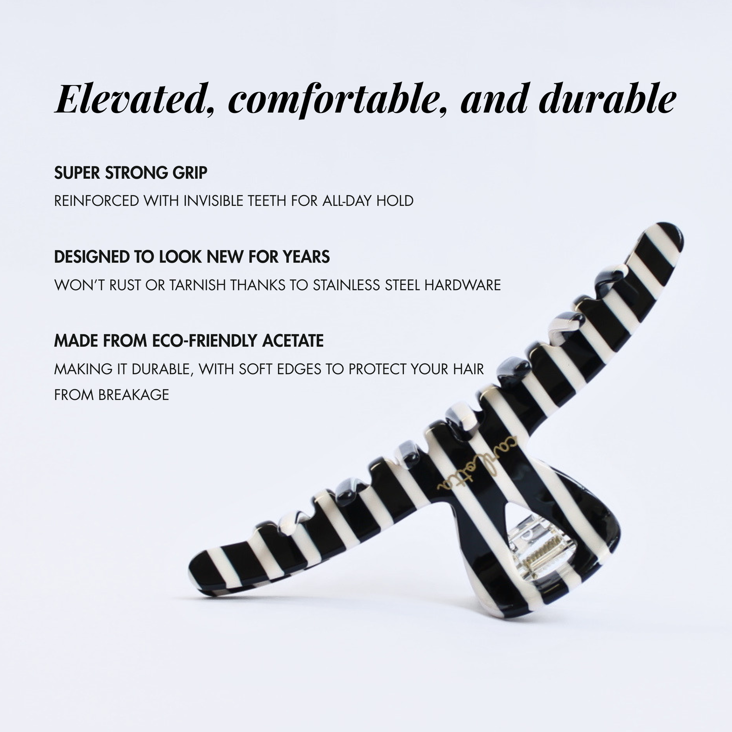 Inner strength large hair claw clip black and white stripes
