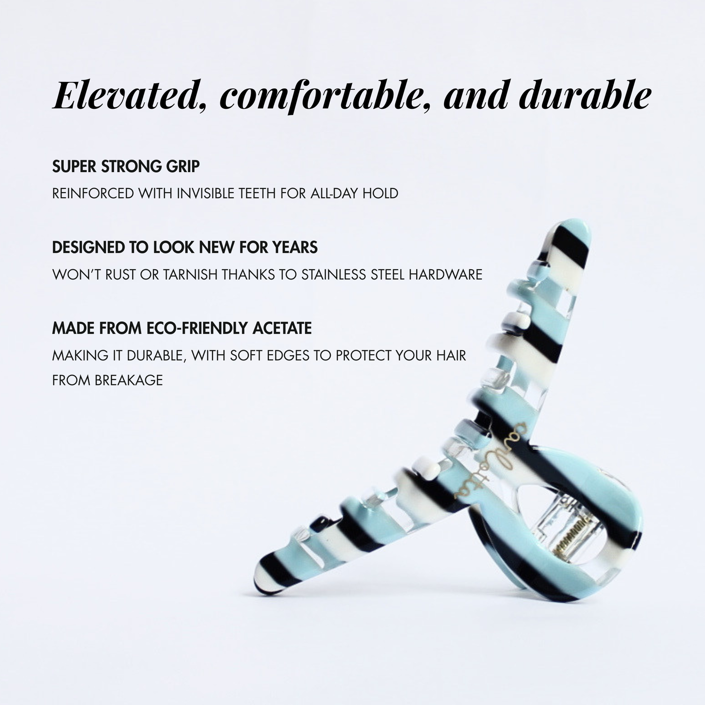Inner strength medium hair claw clip sky blue stripes
