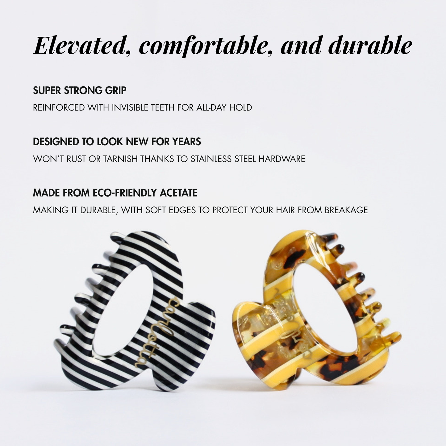 Daily habit set of two hair claw clips stripes