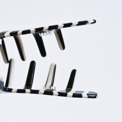 Inner strength large hair claw clip black and white stripes