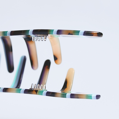 Inner strength large hair claw clip tortoiseshell and blue stripes