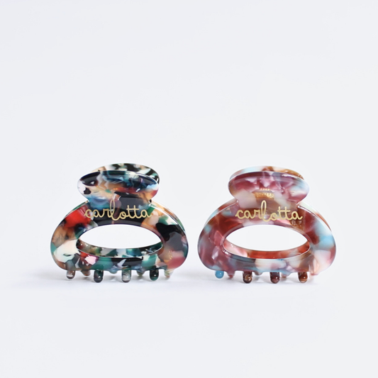 Daily habit set of two hair claw clips - emerald & burgundy