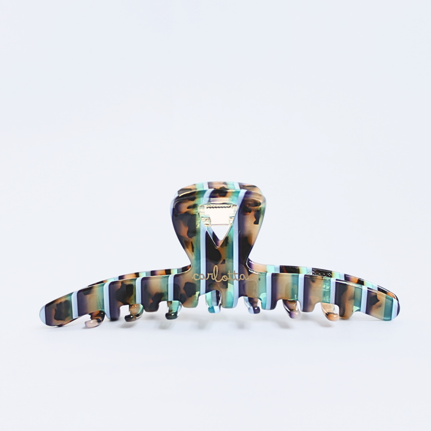 Inner strength large hair claw clip tortoiseshell and blue stripes