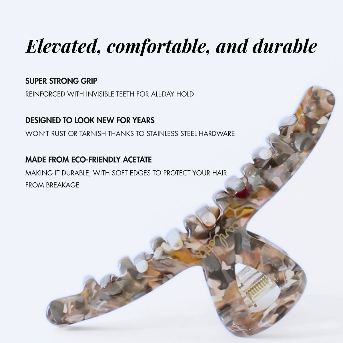 Inner strength large hair claw clip grey marble