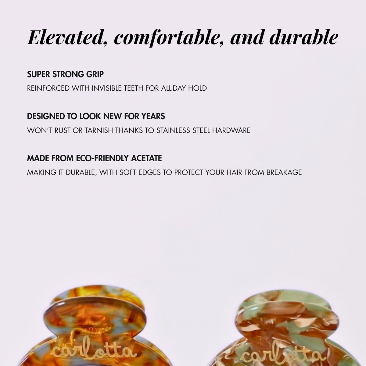 Daily habit set of two hair claw clips - caramel & pistachio