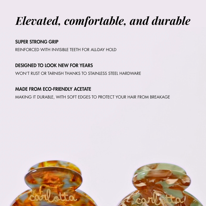 Daily habit set of two hair claw clips - caramel & pistachio