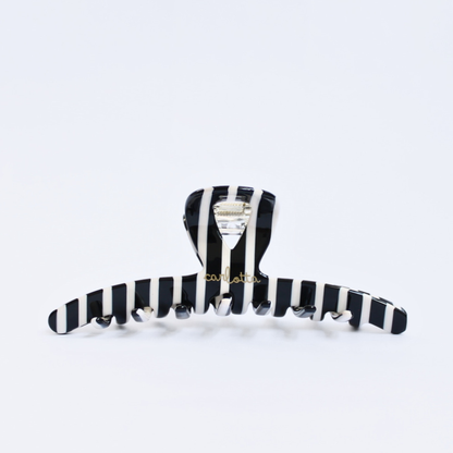 Inner strength large hair claw clip black and white stripes