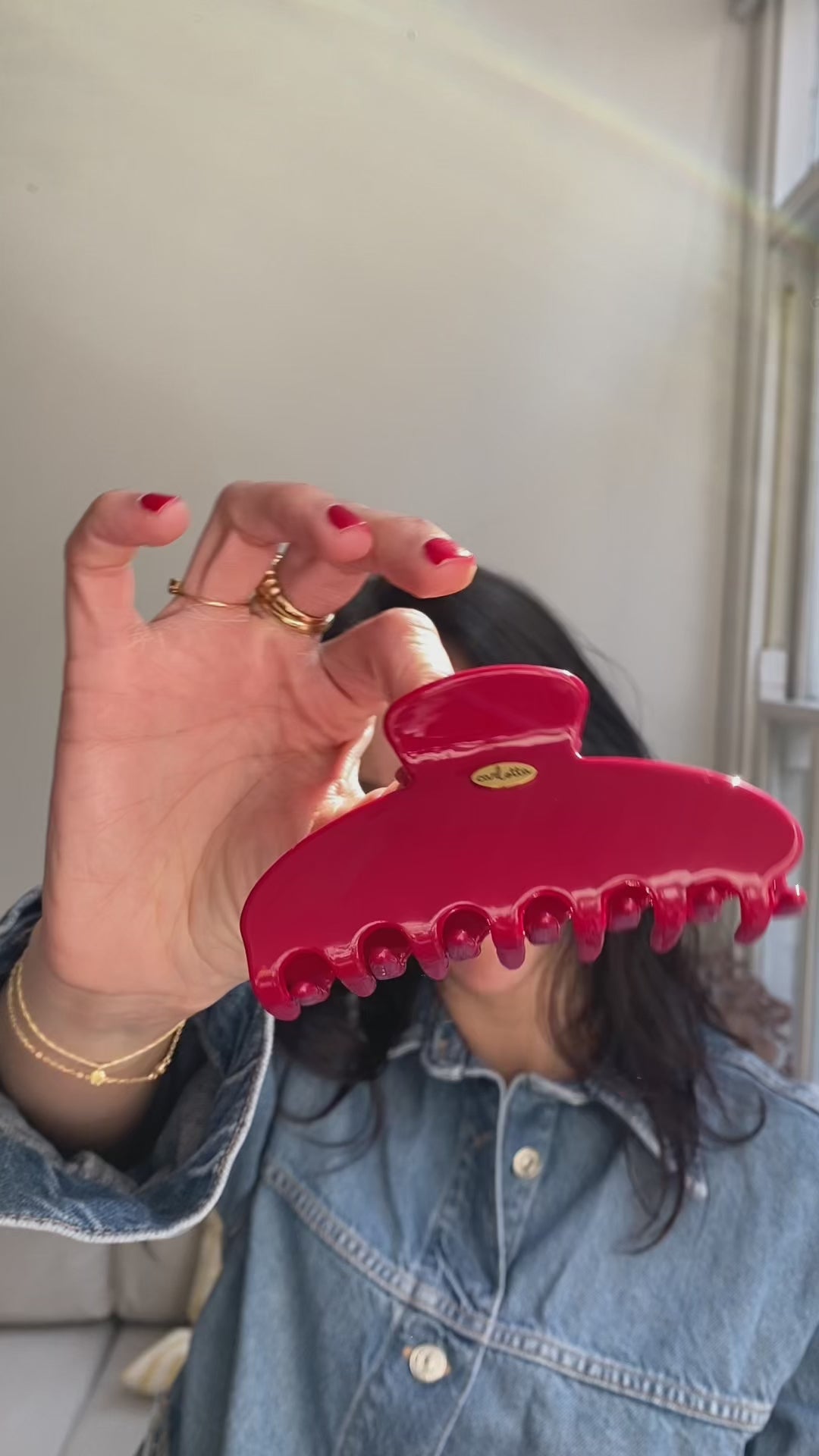 high quality hair claw clip red
